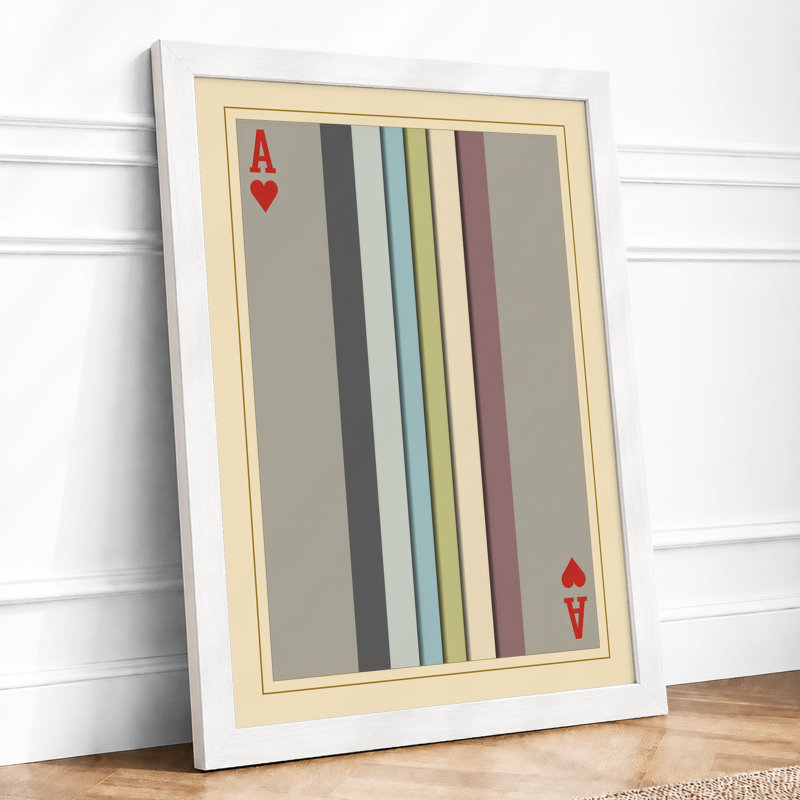 Striped Ace Of Diamonds Geometric - Print, A4 - 29.7 x 21.0 cm, White