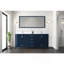 Meuble-lavabo double bleu marine 72 po X P 22 po D, comptoir en quartz blanc, ensemble de robinet et Miroir-477648700