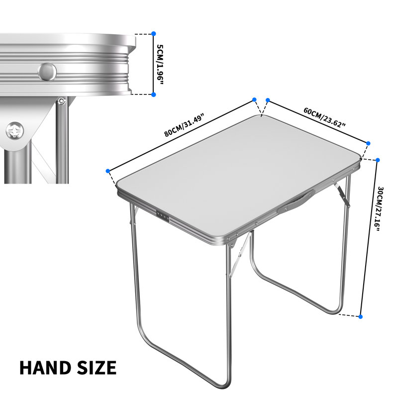 80cm Rectangular Adjustable Folding Table