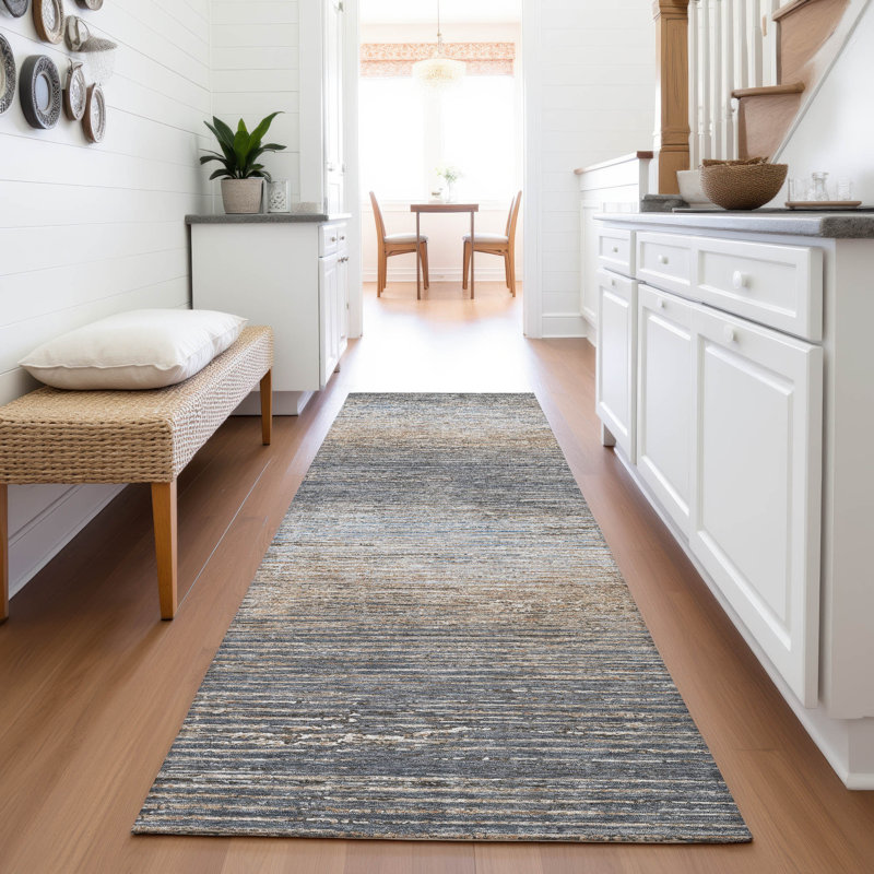 Premium Machine Washable Alijah AMF1264 Stripes Rug, Runner 2'3" x 7'6"