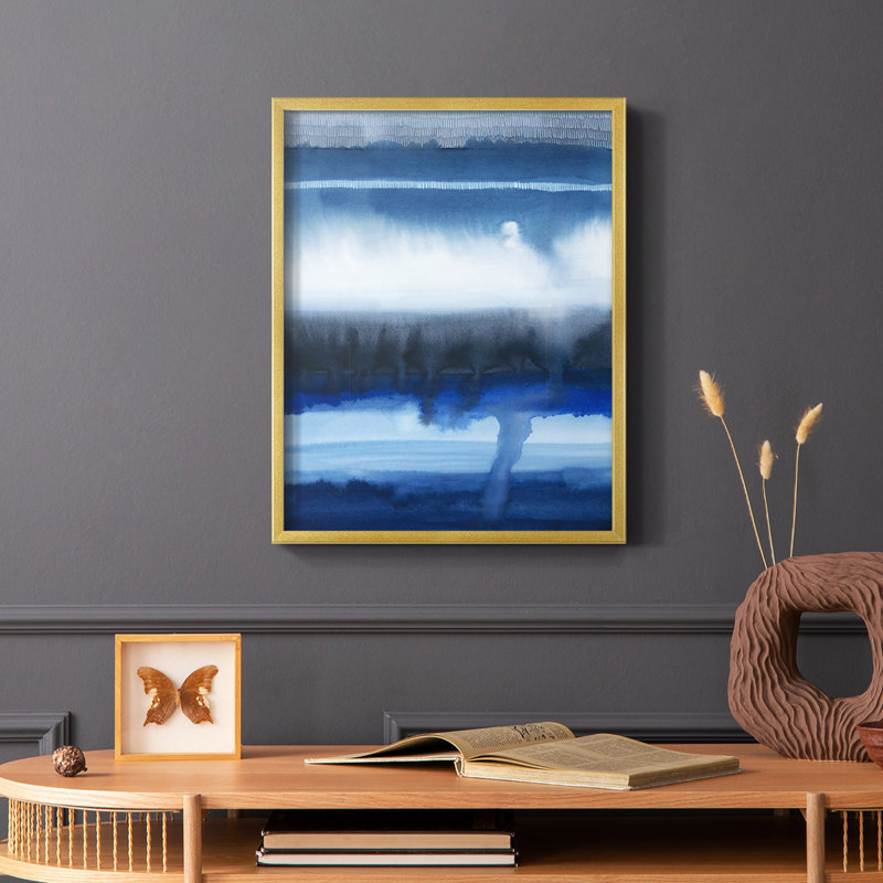 Deep Shore I, reproduction encadrée - bois massif, H 14 po x l 11 po, Or