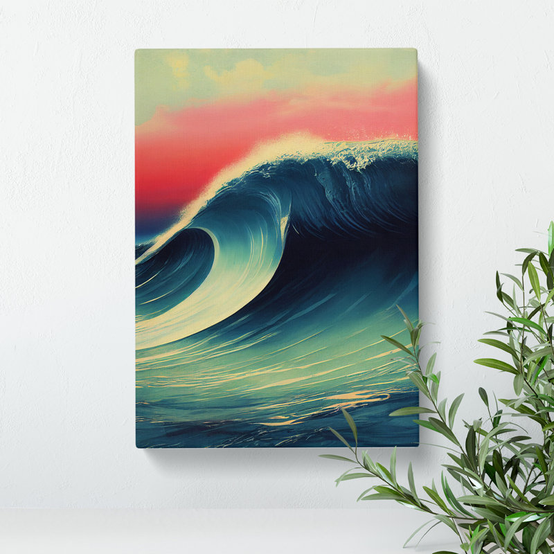 Sunset Ocean Wave No.3 - Wrapped Canvas Painting, 50cm H x 35cm W x 3cm D