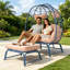 Chaises longues spacieuses de patio, chaise en rotin moderne en acier pour la maison