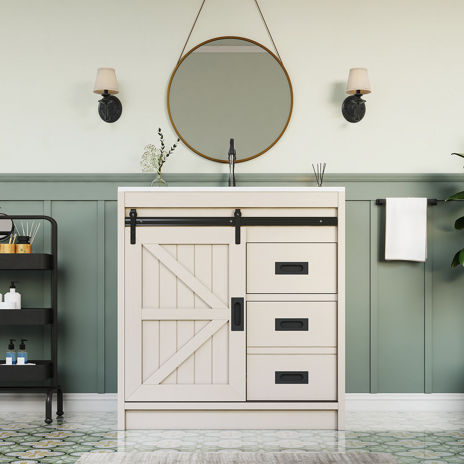 Laurel Foundry Modern Farmhouse?? 31" Farmhouse Sliding Barn Door Bathroom Vanity With Sink Combo ...