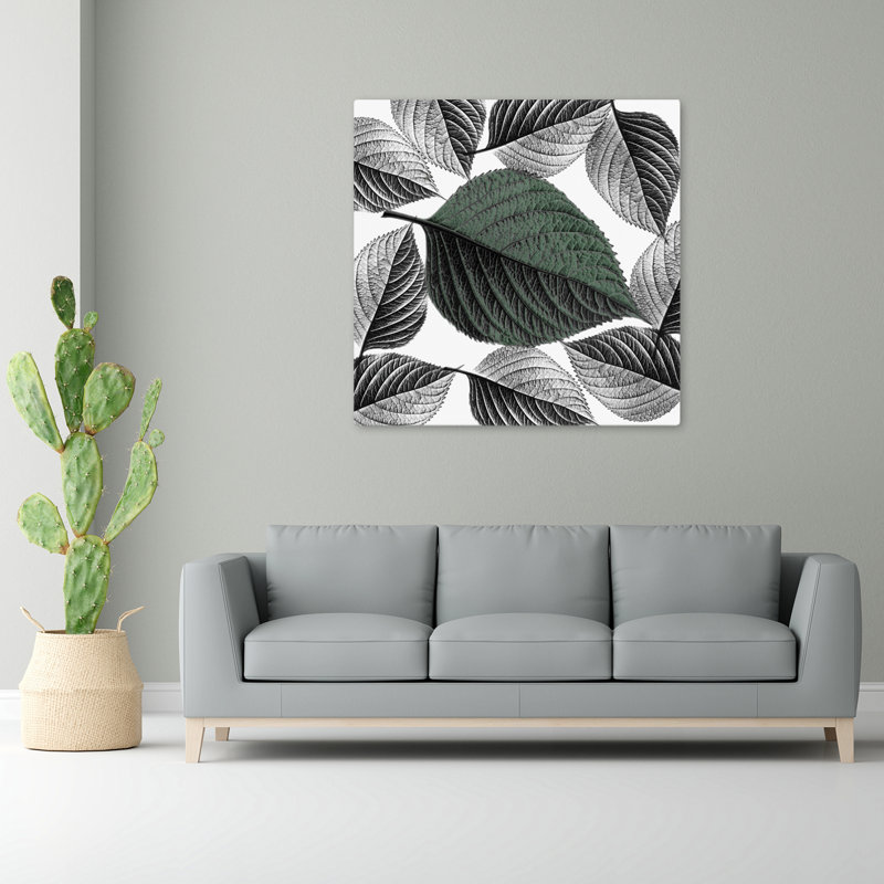 Tout dans les détails, motif de feuille contemporain, art de la nature, H 48 po x l 48 po
