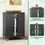 Armoire de rangement haute 35,8 po avec roulettes, meuble télé AV, 4 tablettes réglables en verre, structure en acier robuste, assemblage facile