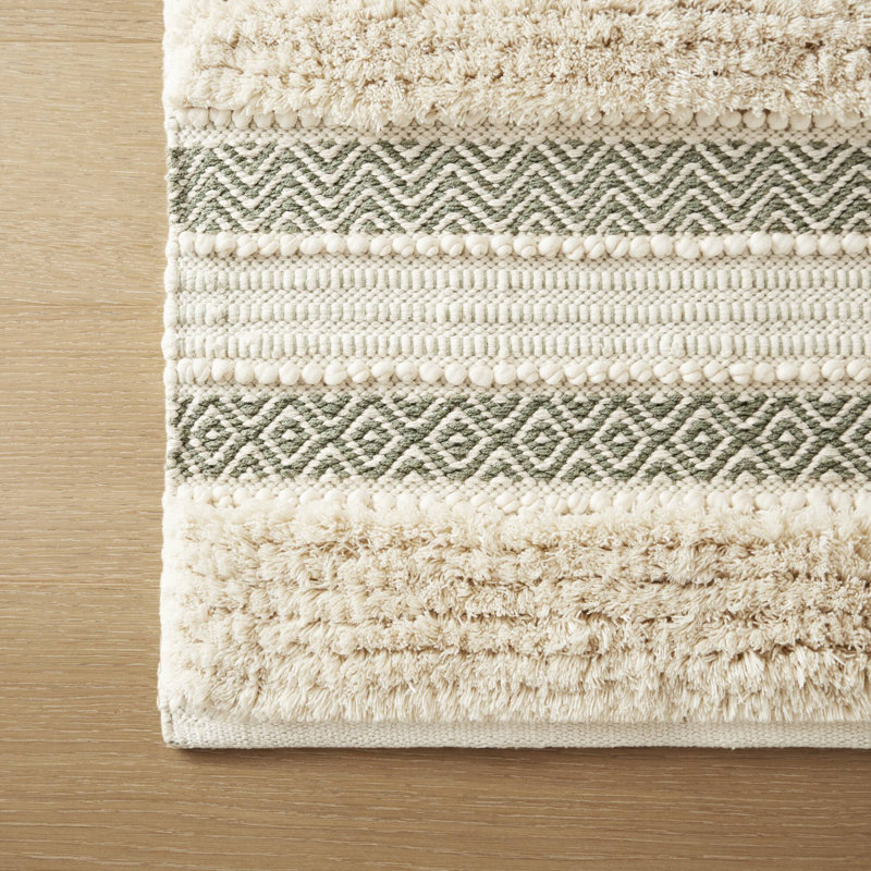 Asher Cotton Blend Hand-Woven Texture Bath Rug with Non-Slip Backing, 32" L x 20" W, Natural
