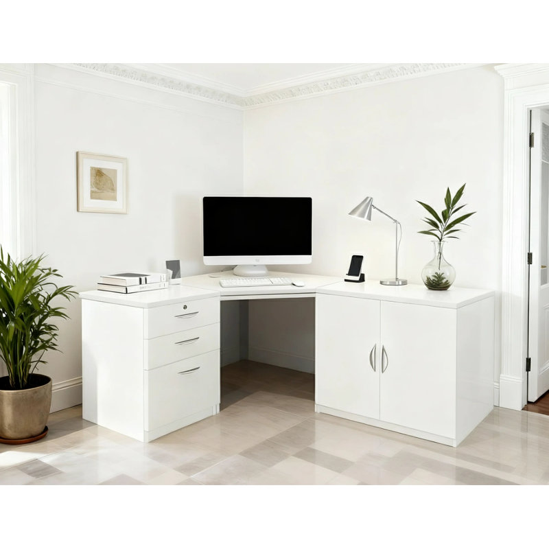 Corner Executive Desk, White