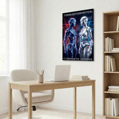 Transformation Cybernetic Upgrade Futuristic Robot Women Canvas Wrapped Wall Art Oil Painting Print Set Of 1