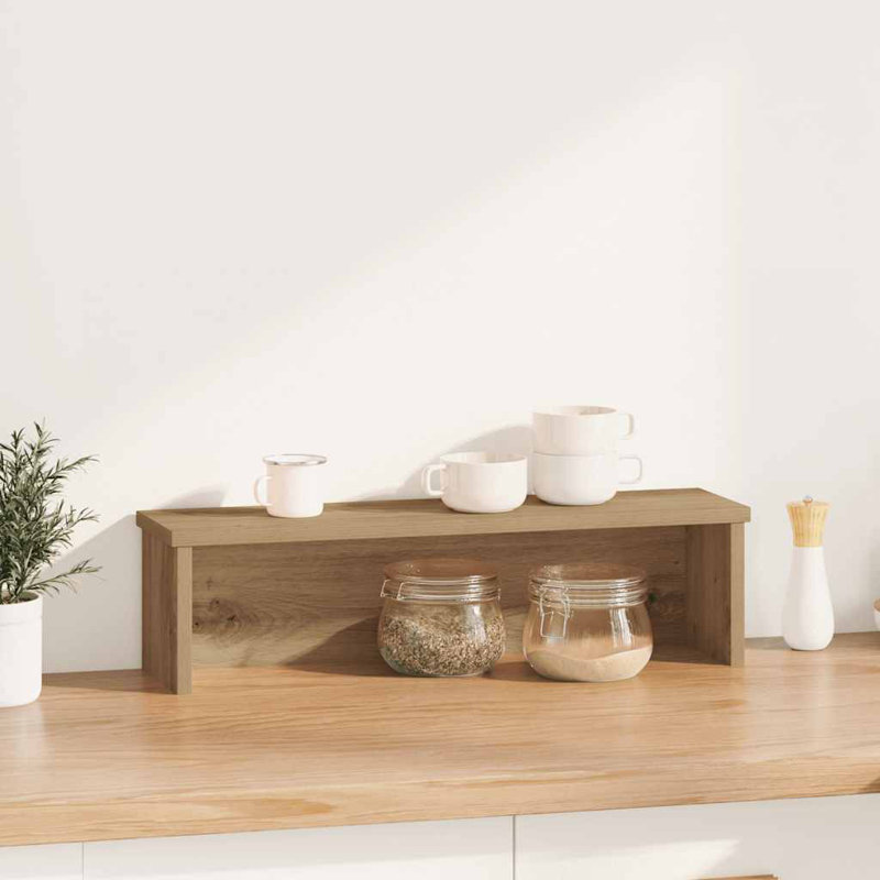 Kitchen Rack Stackable 15x16 Cm Engineered Wood, 16cm H x 60cm W x 15cm D, Artisan Oak