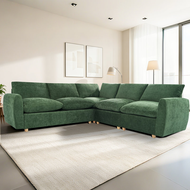 Canapé-lit modulaire en L 100 po Chenille, Vert
