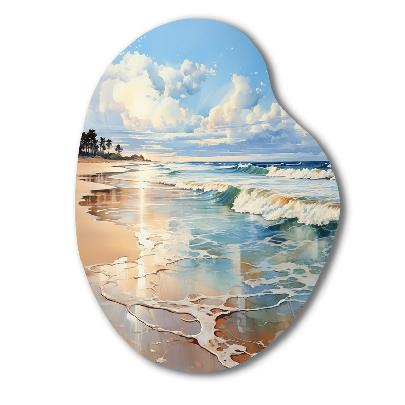 Mojica - art mural asymétrique en forme de poire en bord de mer, H 38 po x l 28 po