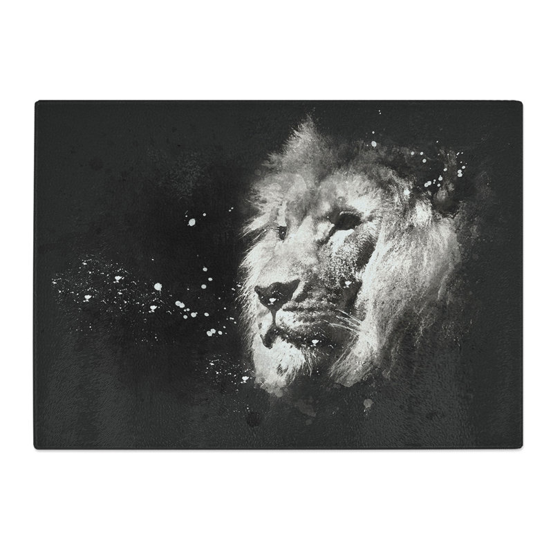 Tempered Glass Portrait of a Proud Lion Chopping Board, 28.5 cm x 39 cm