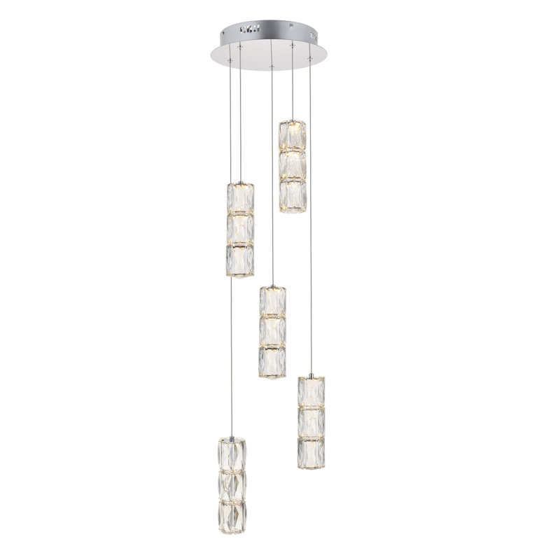 Alfee 5 - Light LED Cluster Pendant, Chrome
