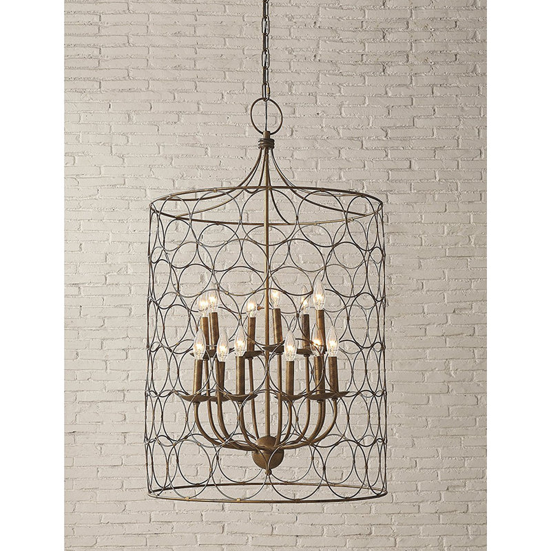Lustre à niveaux 12 lumières lanterne Jolicia