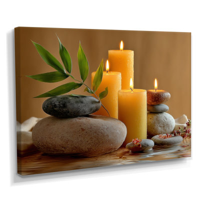 Relaxation Candles And Bamboo - Bamboo Canvas Print, Grey Asian Wall Art