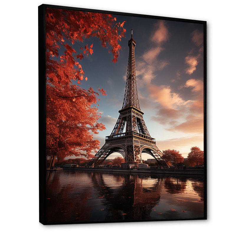 Iyaaz France Eiffel, enchantement sur toile, H 32 po x l 16 po x P 1 po, Cadre flottant noir