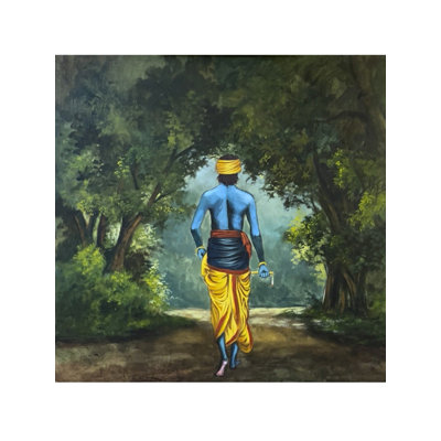 Krishna marchant | Technique mixte sur toile | Par Maadhvan Goyal