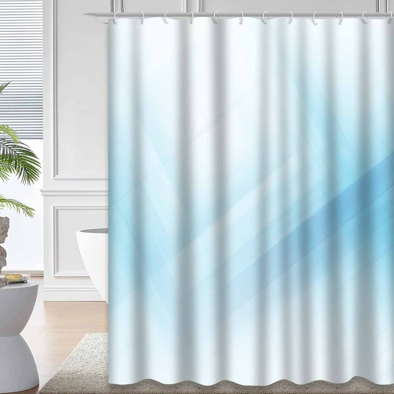 Rideau de douche abstrait bleu clair avec 12 crochets, 72" L x 72" W