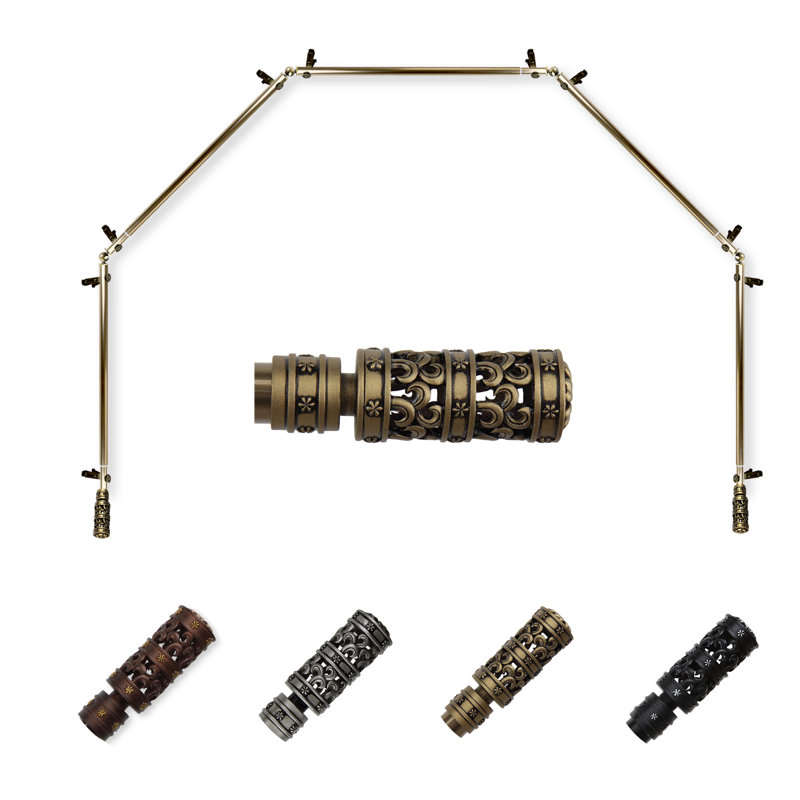 Tringle à rideaux simple ajustable Cel1, Laiton antique, 28 po à 48 po (chaque côté)
