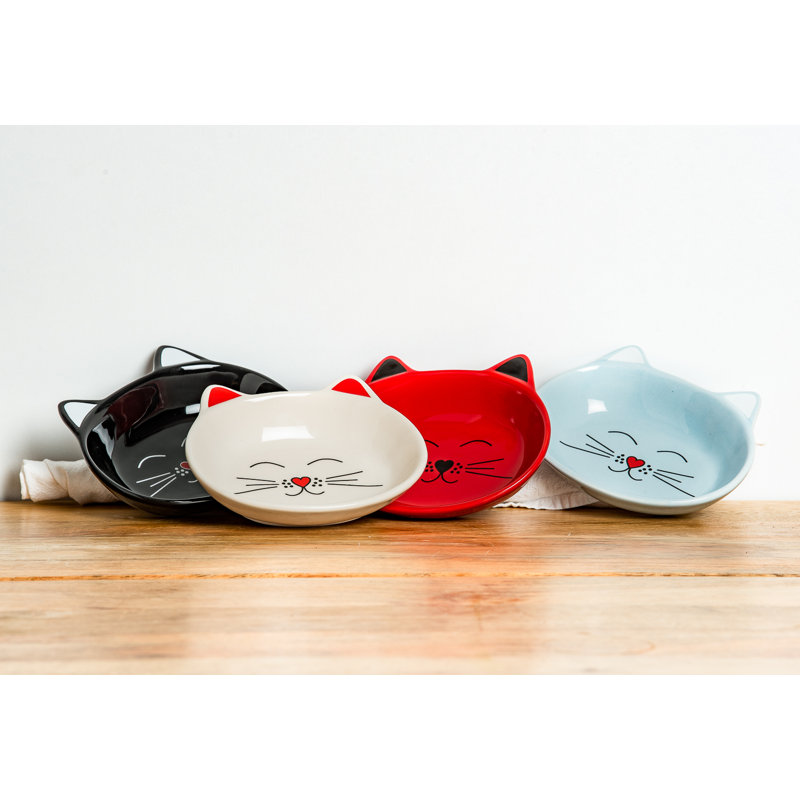 Plats pour chat Oscar, Bleu / crème / noir / rouge