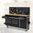 61-inch Rolling Tool Chest, 10 Drawers Garage Workbench Storage Tool Cabinet with Power Strip, Solid Rubber Wood Top, 1675 LBS Load Mobile Workstation, Heavy Duty Rolling Cabinet