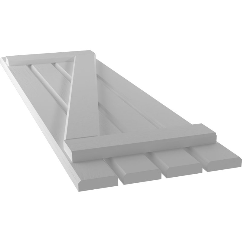 Americraft (2 Batten) Spaced Board-n-Batten Shutters w/ Z-Bar (Per Pair), Primed, 15 1/2", 57"