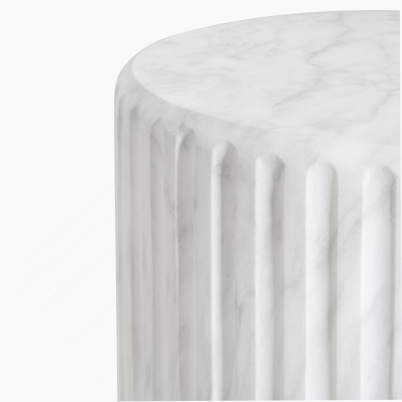 Table d'appoint d'extérieur sculptée Cicci, blanc, Blanc