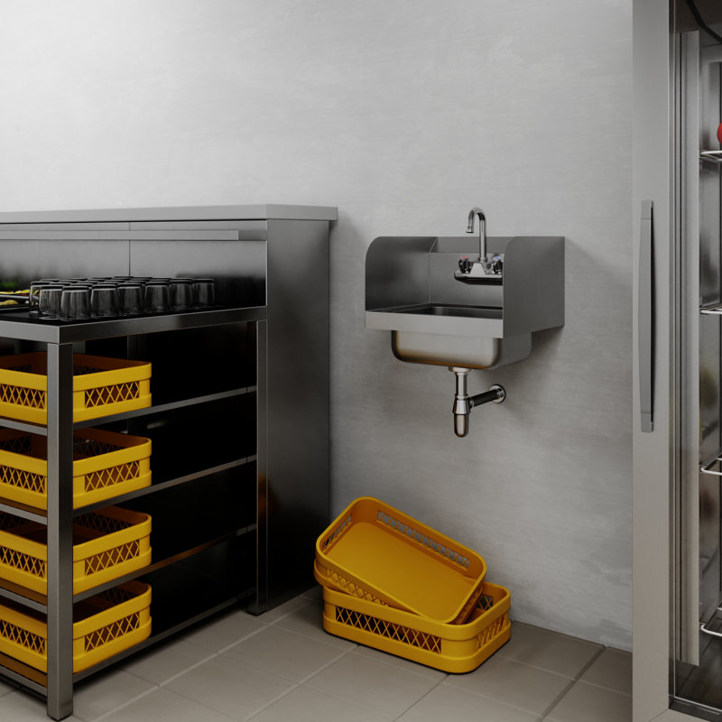 Hand Sink 15 in. x 15 in. With Side Splashes And Gooseneck Faucet.