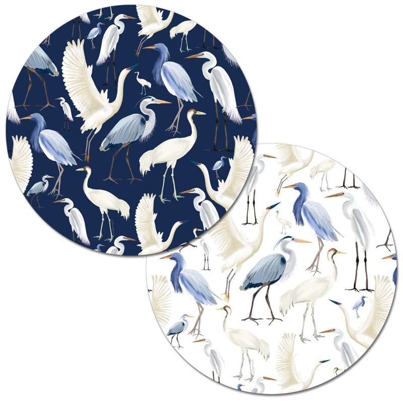 Beachy Birds Round Reversible Easy Care Placemats