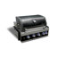 Îlot de cuisine en acier inoxydable noir robuste à 4 brûleurs Mont Alpi Premium de l 32 po x P 23 po x H 21 po avec barbecue au propane intégré avec brûleur arrière + plateau à graisse amovible + ensemble de rôtisserie + housse + convertible au gaz naturel + garantie à vie - MABi400-BSS