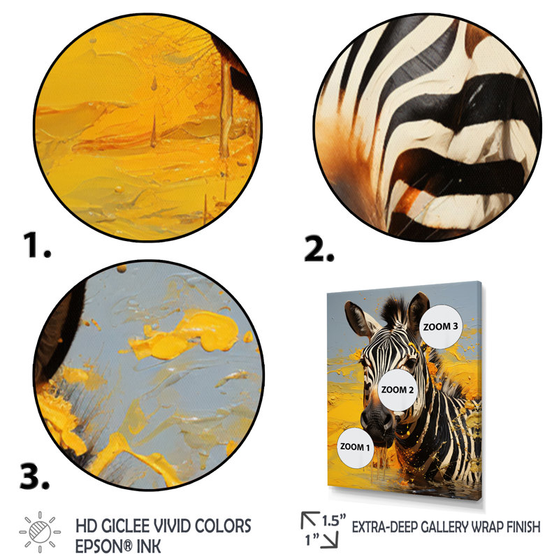 Gouttes de zèbre citron animal - imprimé, Toile noire à cadre unique, H 32 po x l 16 po x P 1 po