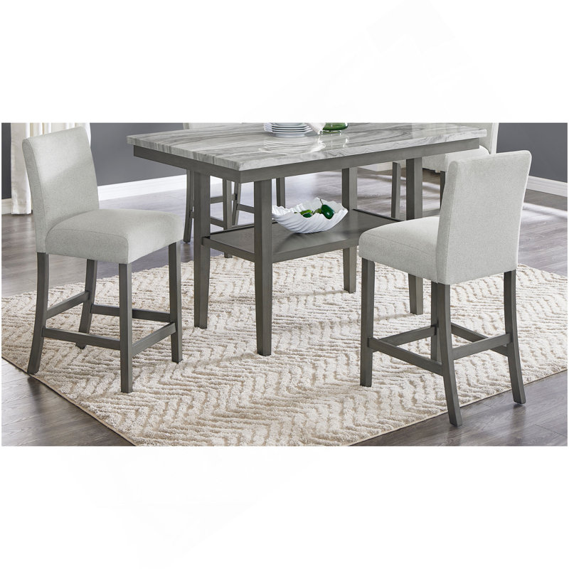 Ensemble de 2 chaises Selena en tissu gris clair avec structure et repose-pieds gris