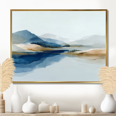 Blue Waves Heights Golden Coastal - Waves Wall Art Decor, Blue Landscape Canvas Print