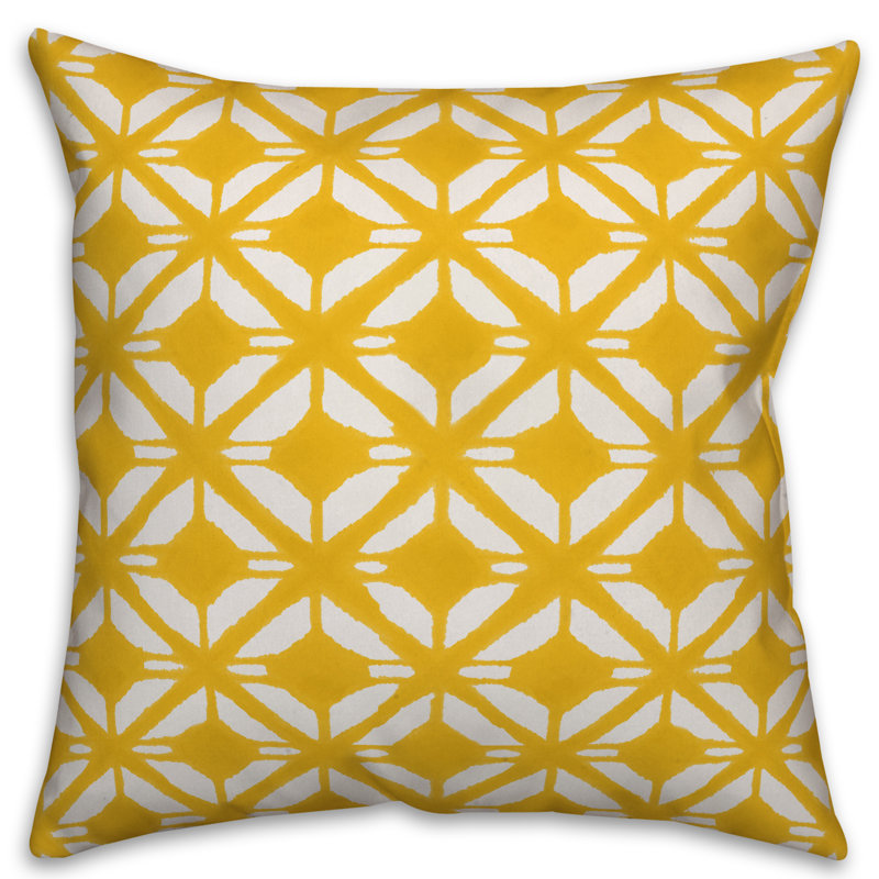 Yellow Geometric Polyester Euro Pillow Cover, 18" x 18"