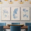 Blue Marine Algae I - Ensemble de 3 reproductions encadrées sur toile-91886837-91886841