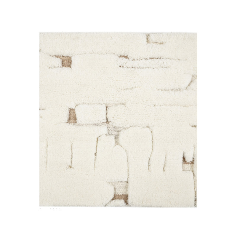Rug Hand Tufted Abstract Area Rug in White