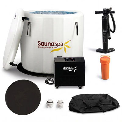 Arctic Fox 1-Person Inflatable Cold Plunge Ice Bath/Hot Tub With PVC Insulated Lid, 3/4 HP Chiller And Heater In Gray