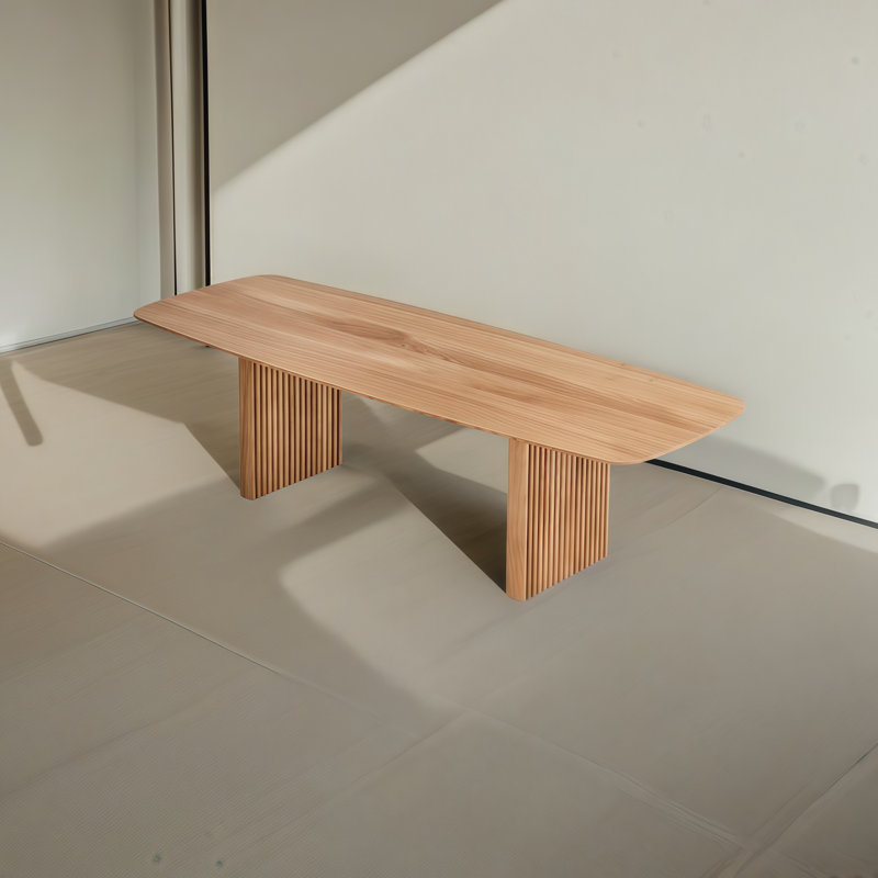 Modern Rectangular Solid Wood Dining Table, 29.5"H x 86.6"L x 31.5"W