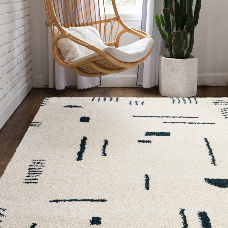 Tapis géométrique à poils longs Morin, Rectangle 7 pi 10 po x 10 pi