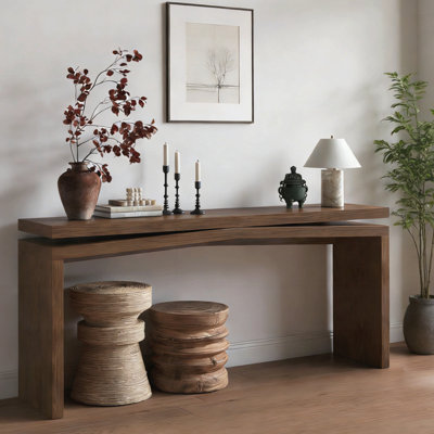 Rustic Solid Wood Console Table, Long Farmhouse Entryway Sofa Table for Living Room, Hallway, and Behind Couch