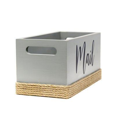 Boîte aux lettres grise avec corde en jute 11,75 po Darshna