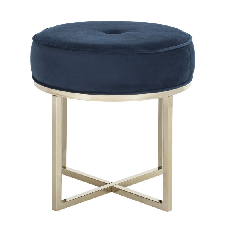 Skye Velvet Ottoman, Velvet Navy