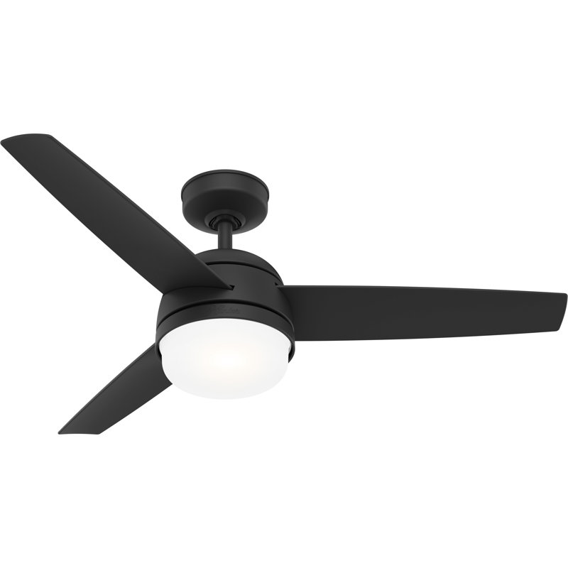 48" Midtown 3 - Blade Standard Ceiling Fan with Remote Control and Light Kit Included, Matte Black