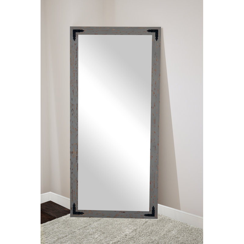 Kyrei Solid Wood Flat Mirror, Grey/Red, 65" H x 30" W