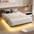 Floating Bed Frame with LED Lights Metal Slats Underbed Storage Space No Box Spring-628827336