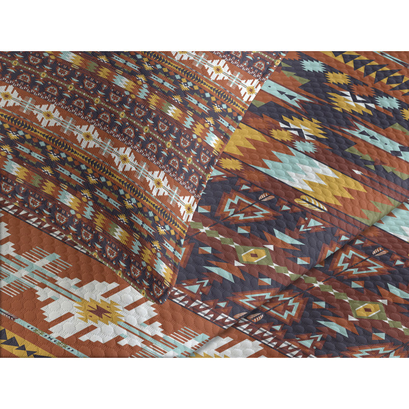 Ambesonne Colorful Bedspread Set Aztec Style Arrow Multicolor, King Coverlet / Bedspread + 2 Standard Shams