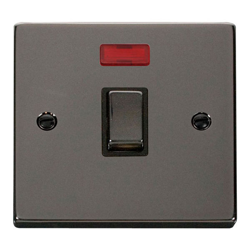 Black Nickel 1 Gang 20A Ingot DP Switch With Neon
