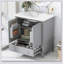 Ensemble de meuble-lavabo 30 po avec lavabo, armoire de salle de bain multifonctionnelle avec portes et tiroir, structure solide et panneau de fibres à densité moyenne-477309897
