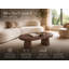 Table basse ovale avec plateau en grain de bois épais et piédestal sculptural
